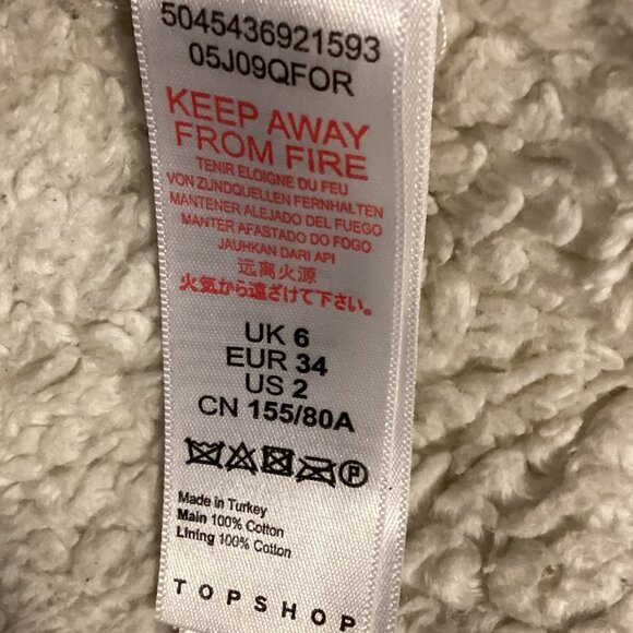 Topshop Green Corduroy Bomber Jacket Sherpa Lined Size S - Picture 10 of 11